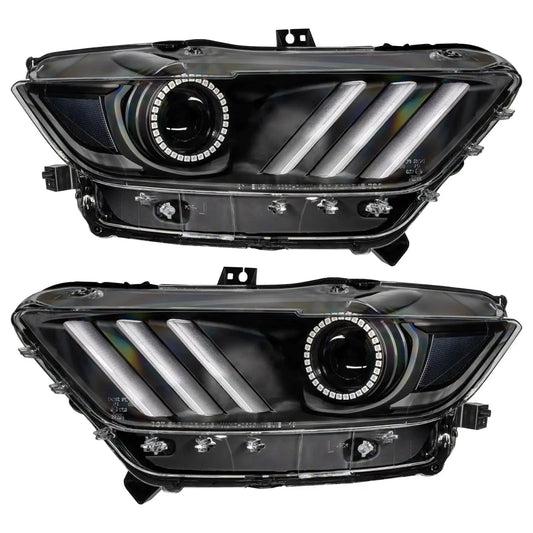 2015-2017 Ford Mustang Pre-Assembled Headlights -Dynamic ColorSHIFT RGB+A -Black Edition by ORACLE Lighting