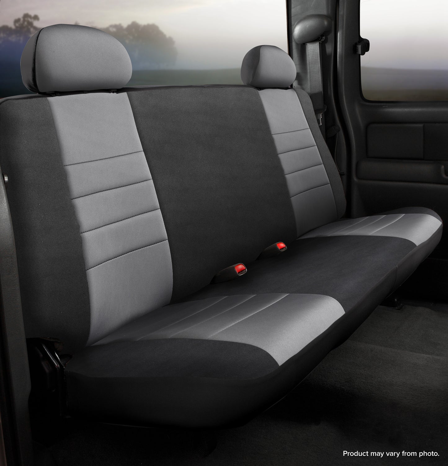 NP90 Series - Neoprene Custom Fit Rear Seat Cover- Black/Gray Center Panel by FIA