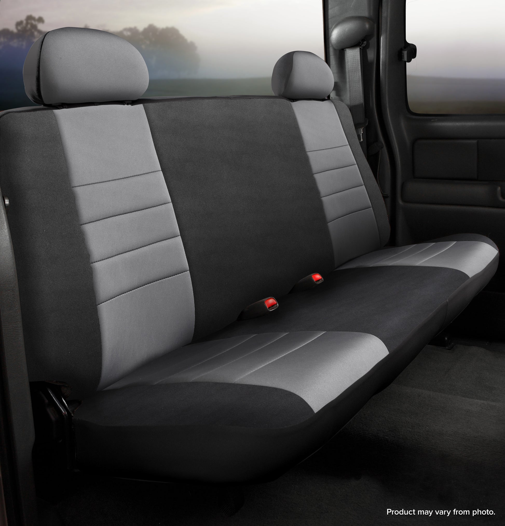 NP90 Series - Neoprene Custom Fit Rear Seat Cover- Black/Gray Center Panel by FIA