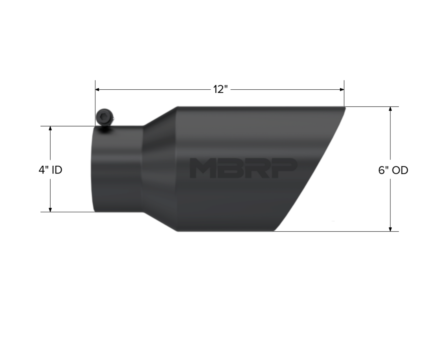 Tip. 6in. O.D. Dual Wall Angled 4in. inlet 12in. length-Black Coated. by MBRP Exhaust