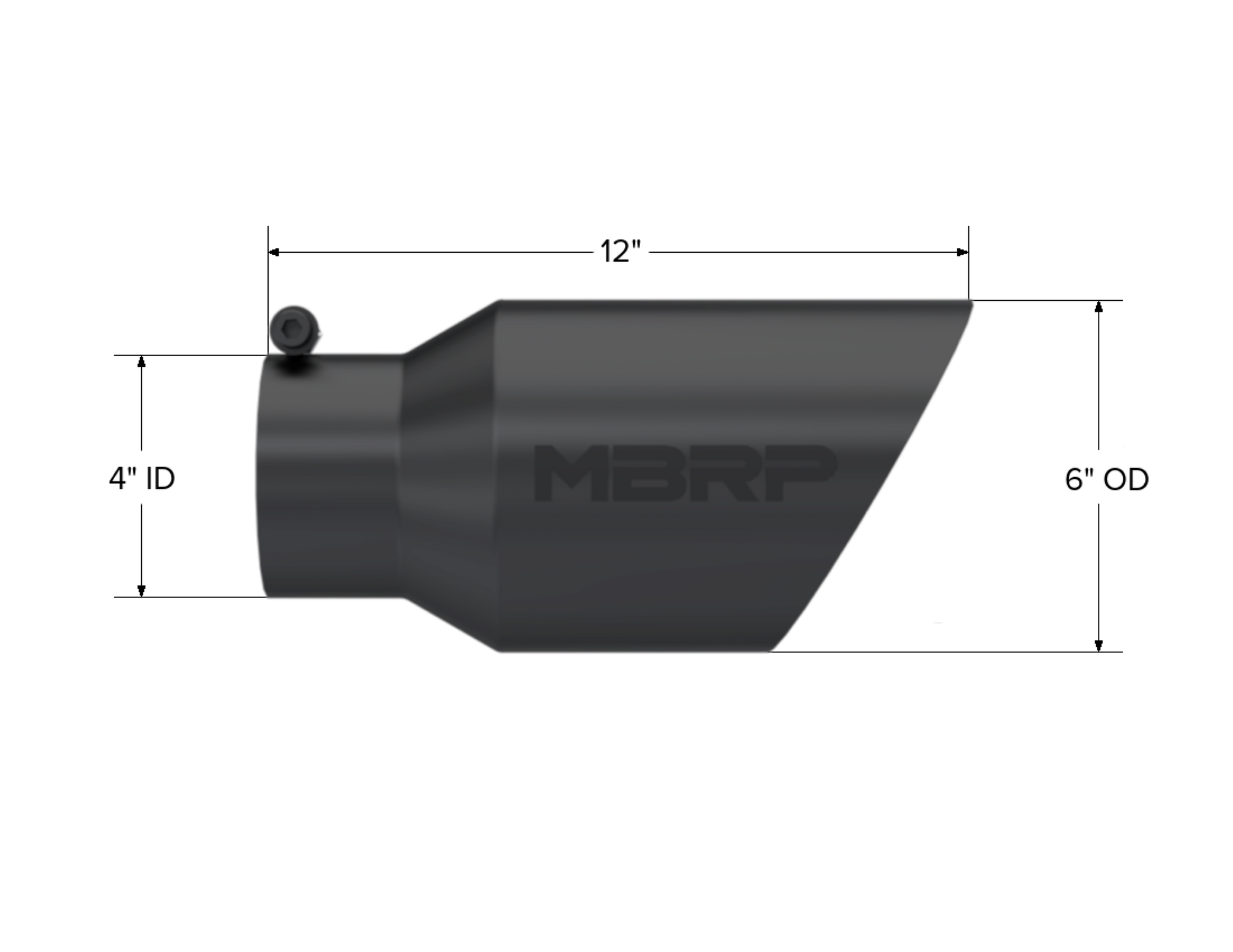 Tip. 6in. O.D. Dual Wall Angled 4in. inlet 12in. length-Black Coated. by MBRP Exhaust