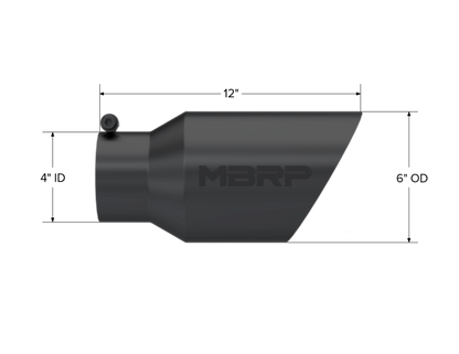 Tip. 6in. O.D. Dual Wall Angled 4in. inlet 12in. length-Black Coated. by MBRP Exhaust