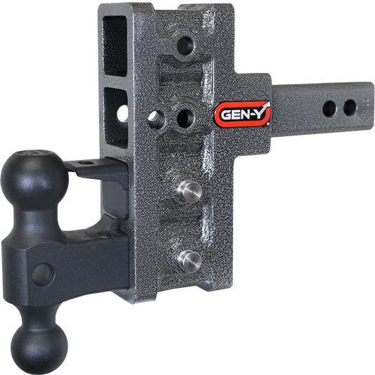 MEGA-DUTY 2" Shank 5" Offset Drop 2K TW 16K Hitch with Dual-Ball & Pintle Lock by GEN-Y Hitch