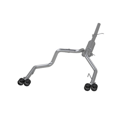 3in. Cat-Back. 2.5in. Dual Split Rear. T304. Quad CF Tips by MBRP Exhaust