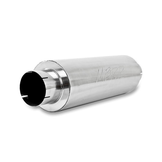 Quiet Tone Muffler. 5in. In/Out. 8in. Dia. Body. 31in. Overall. AL by MBRP Exhaust