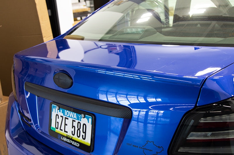 OLM Paint Matched Trunk Hole Delete for OEM Short Spoiler - World Rally Blue - 2015-2021 Subaru WRX / STI by OLM