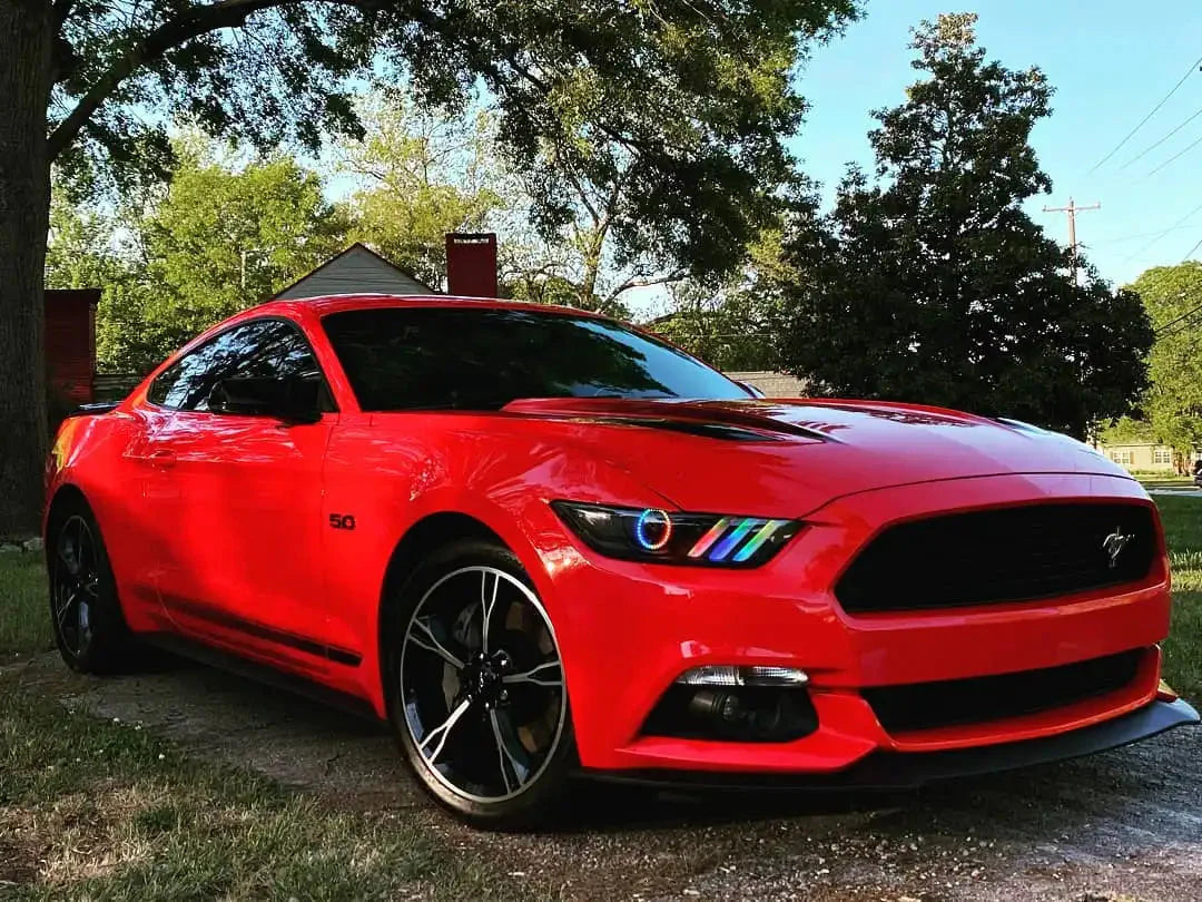 2015-2017 Ford Mustang Pre-Assembled Headlights -Dynamic ColorSHIFT RGB+A -Black Edition by ORACLE Lighting