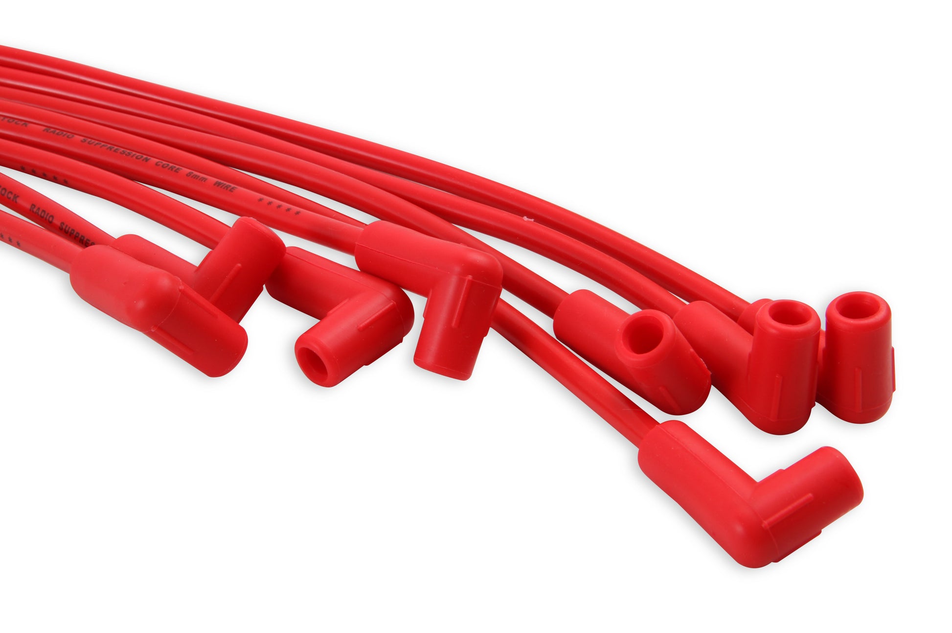 Spark Plug Wire Set- 8mm- Super Stock Universal-Graphite Core- 90 Deg Boots- Red by ACCEL