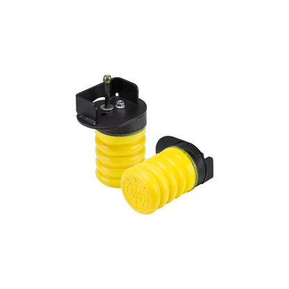 One-piece unit attached on one side used as an upgrade to factory bump stops by SuperSprings
