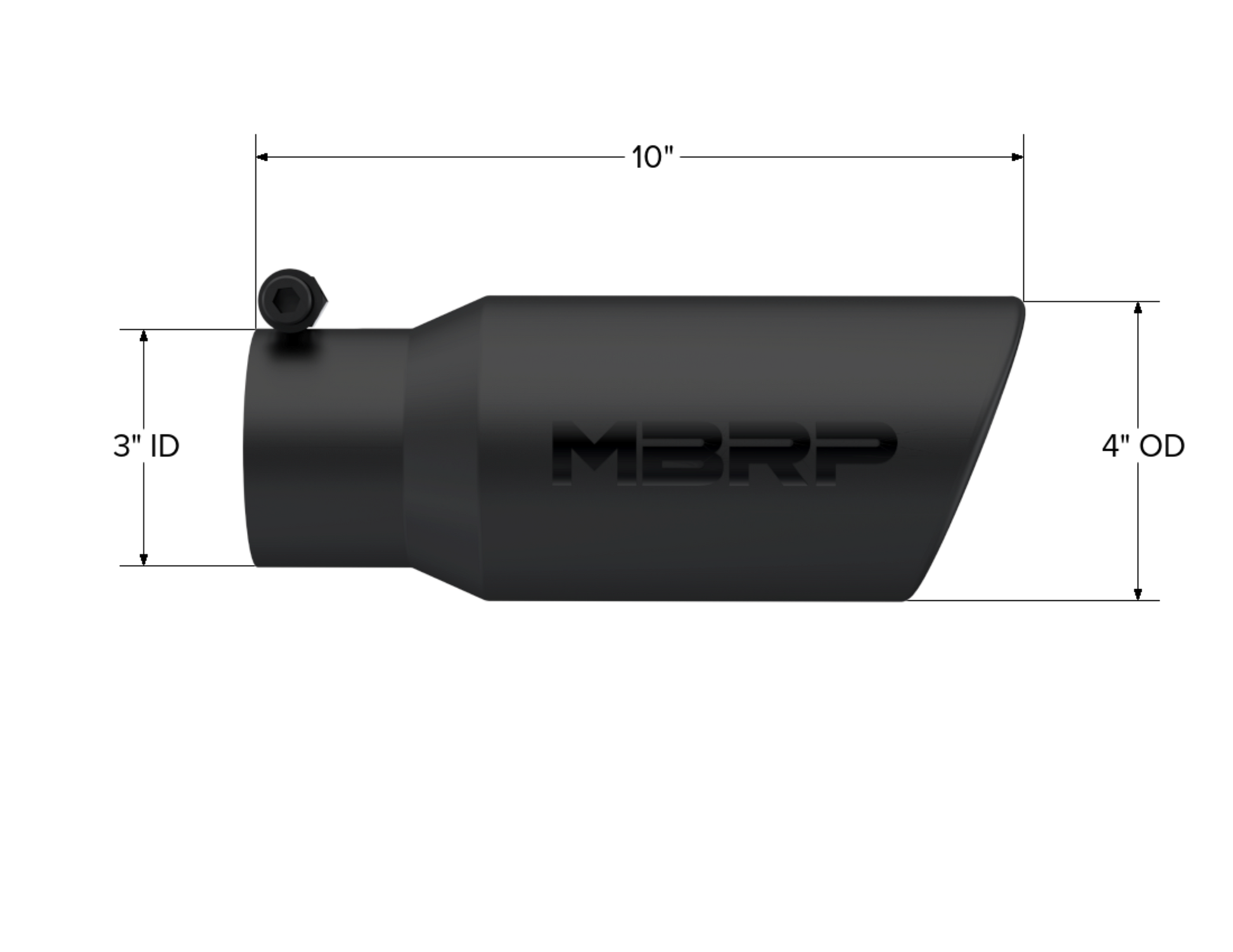 Tip. 4in. O.D.. Angled Rolled End. 3in. inlet. 10in. length. Black Coated. by MBRP Exhaust