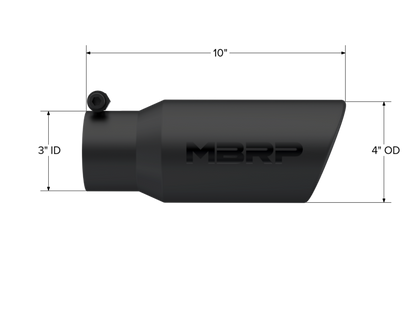 Tip. 4in. O.D.. Angled Rolled End. 3in. inlet. 10in. length. Black Coated. by MBRP Exhaust