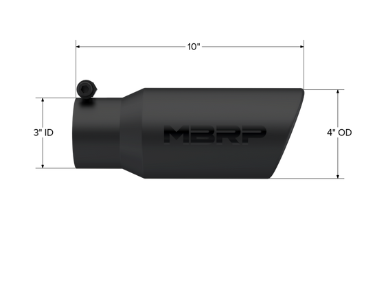Tip. 4in. O.D.. Angled Rolled End. 3in. inlet. 10in. length. Black Coated. by MBRP Exhaust