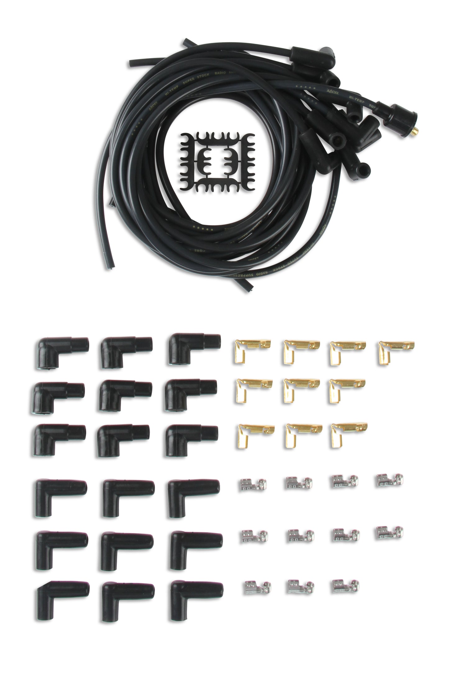 Spark Plug Wire Set- 8mm - Black Wire with Black 90 Deg Boots by ACCEL