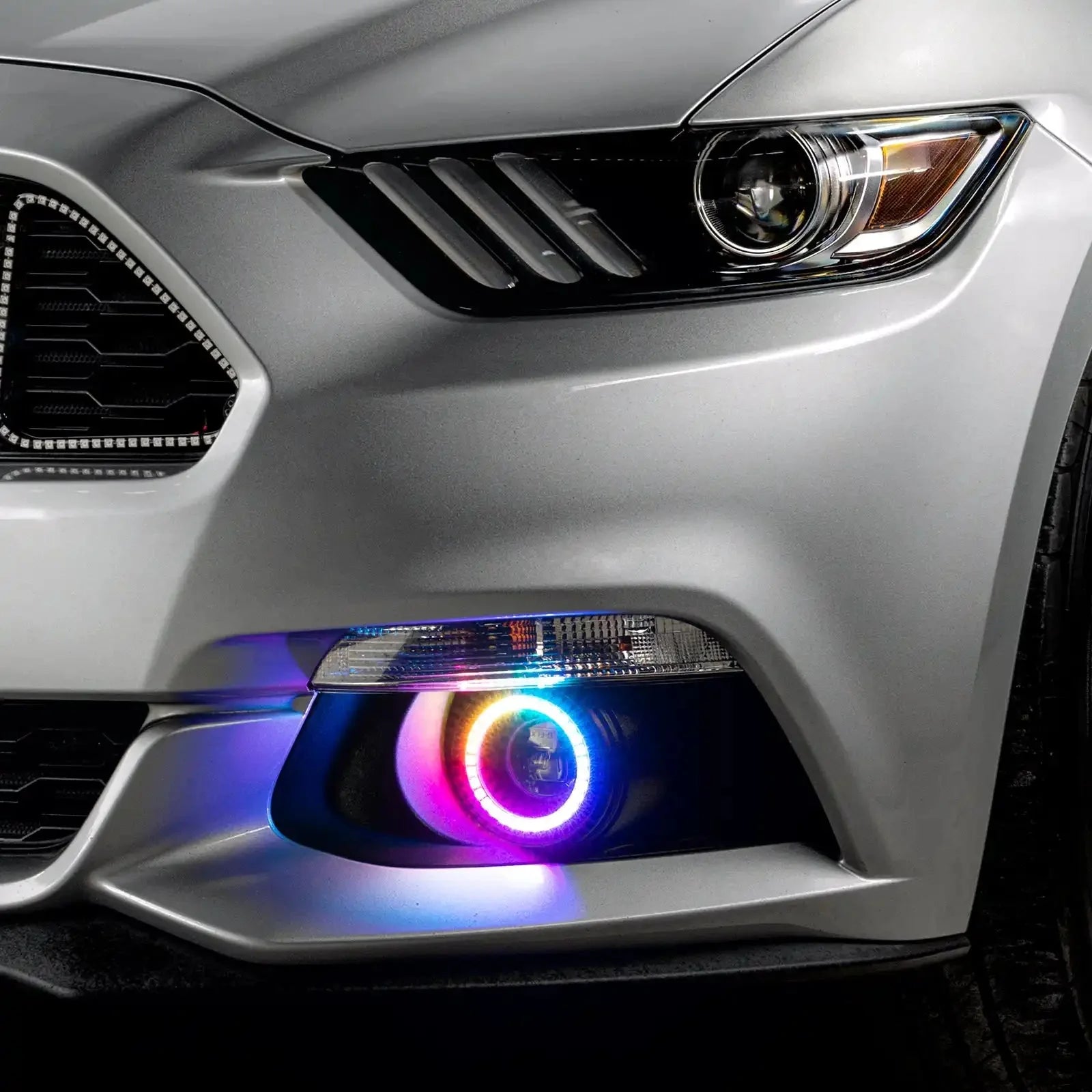 ORACLE Lighting 2015-2017 Ford Mustang Dynamic ColorSHIFT RGB+A Projector Surface Mount Fog Light Halo Kit by ORACLE Lighting