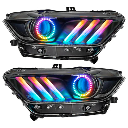 2015-2017 Ford Mustang Pre-Assembled Headlights -Dynamic ColorSHIFT RGB+A -Black Edition by ORACLE Lighting