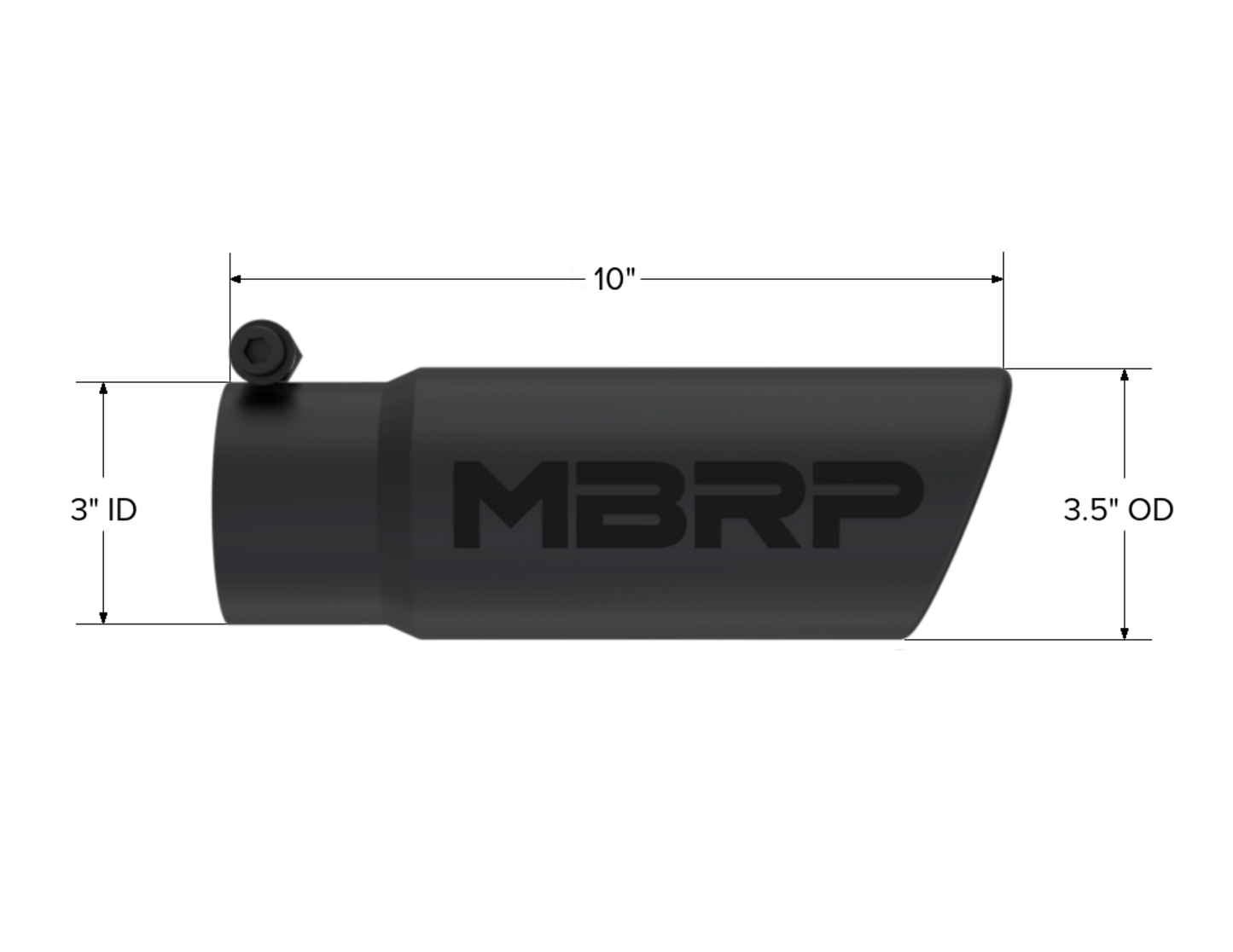 Tip. 3in. O.D. Angled Rolled End. 3in. I.D. inlet. 10in. length. Black Coated. by MBRP Exhaust