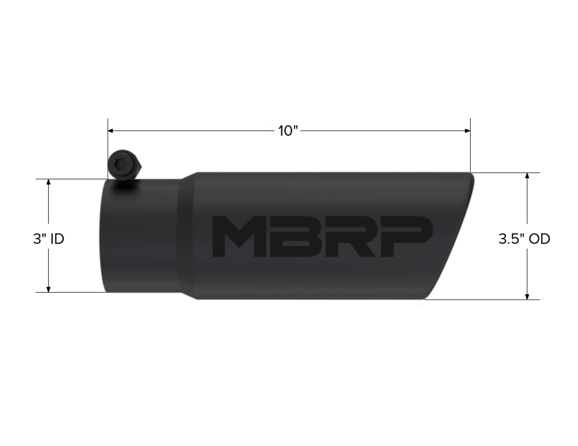 Tip. 3in. O.D. Angled Rolled End. 3in. I.D. inlet. 10in. length. Black Coated. by MBRP Exhaust
