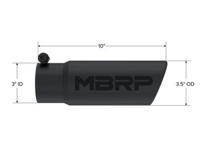 Tip. 3in. O.D. Angled Rolled End. 3in. I.D. inlet. 10in. length. Black Coated. by MBRP Exhaust