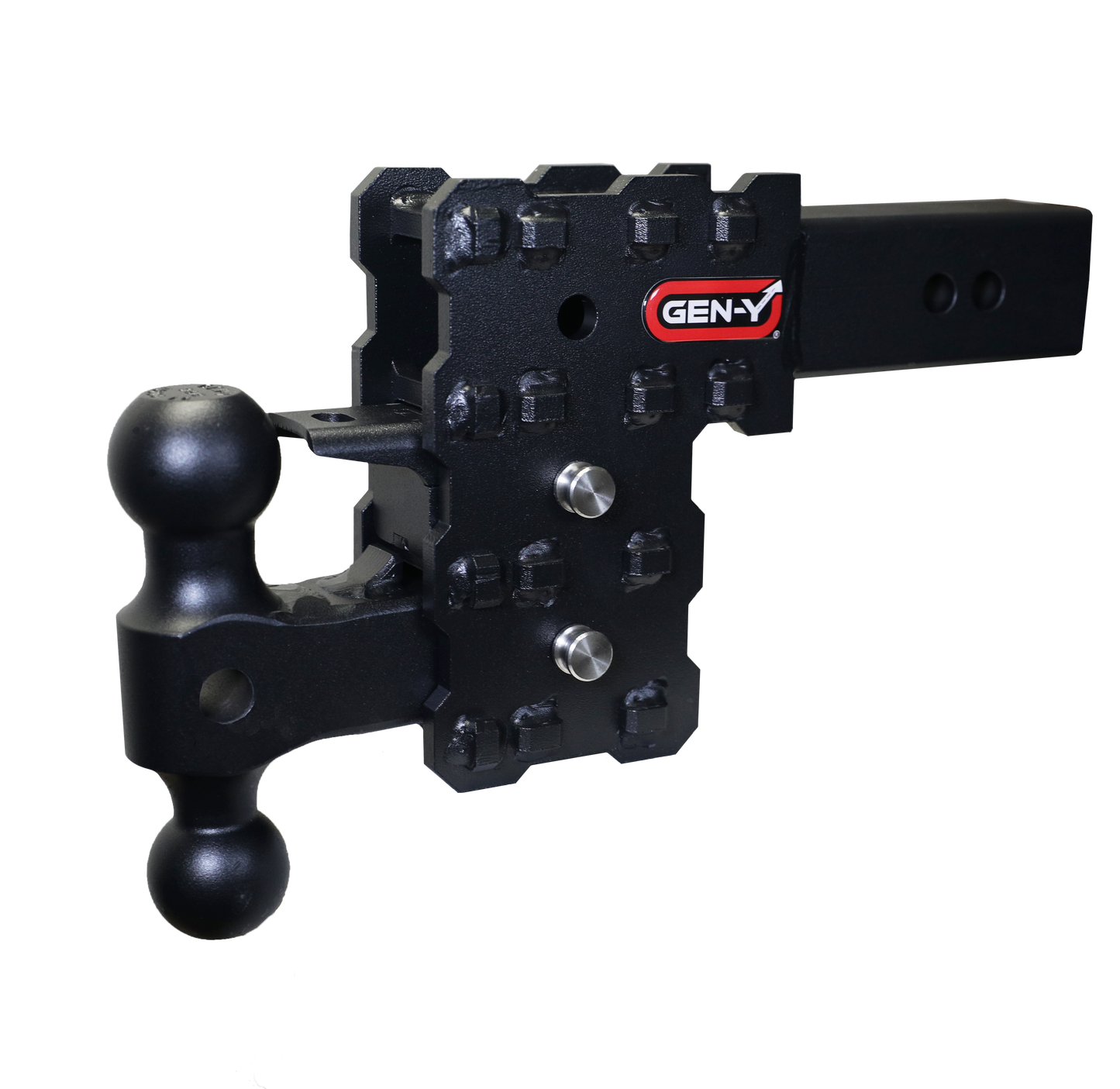 PHANTOM-X 2.5" Solid Shank 5" Drop 1.6K TW 16K Hitch Dual-Ball & Pintle Lock by GEN-Y Hitch