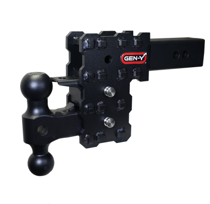 PHANTOM-X 2.5" Solid Shank 5" Drop 1.6K TW 16K Hitch Dual-Ball & Pintle Lock by GEN-Y Hitch
