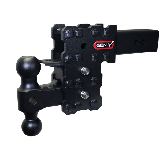 PHANTOM-X 2.5" Solid Shank 5" Drop 1.6K TW 16K Hitch Dual-Ball & Pintle Lock by GEN-Y Hitch