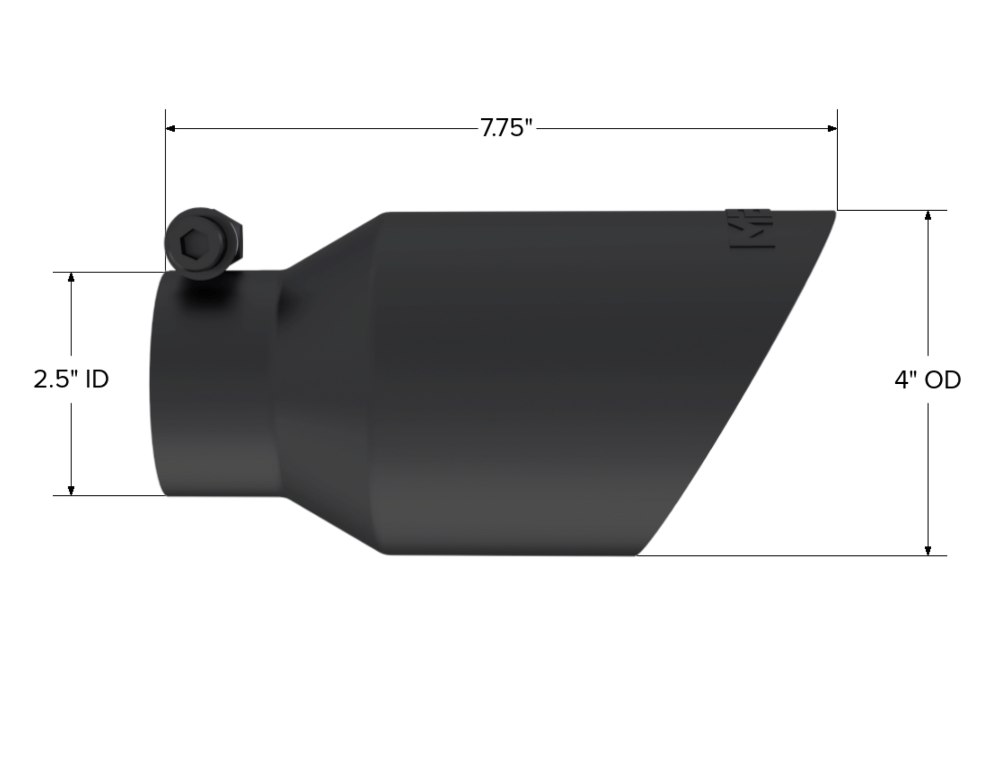 Tip. 4in. O.D.. Dual Wall Angled. 2in. inlet. 8in. length. Black Coated. by MBRP Exhaust