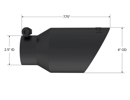Tip. 4in. O.D.. Dual Wall Angled. 2in. inlet. 8in. length. Black Coated. by MBRP Exhaust