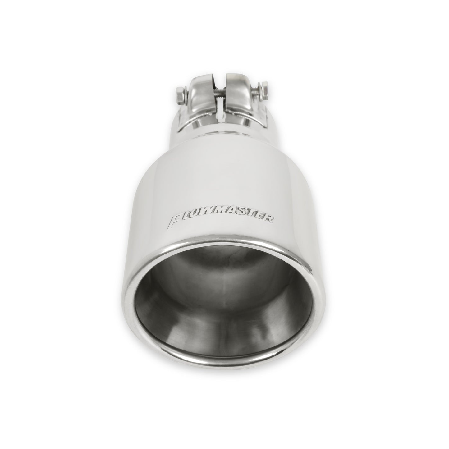 Exhaust Tip - 4.00 in. Rolled Angle Polished SS Fits 2.50 in. Tubing - clamp on by Flowmaster