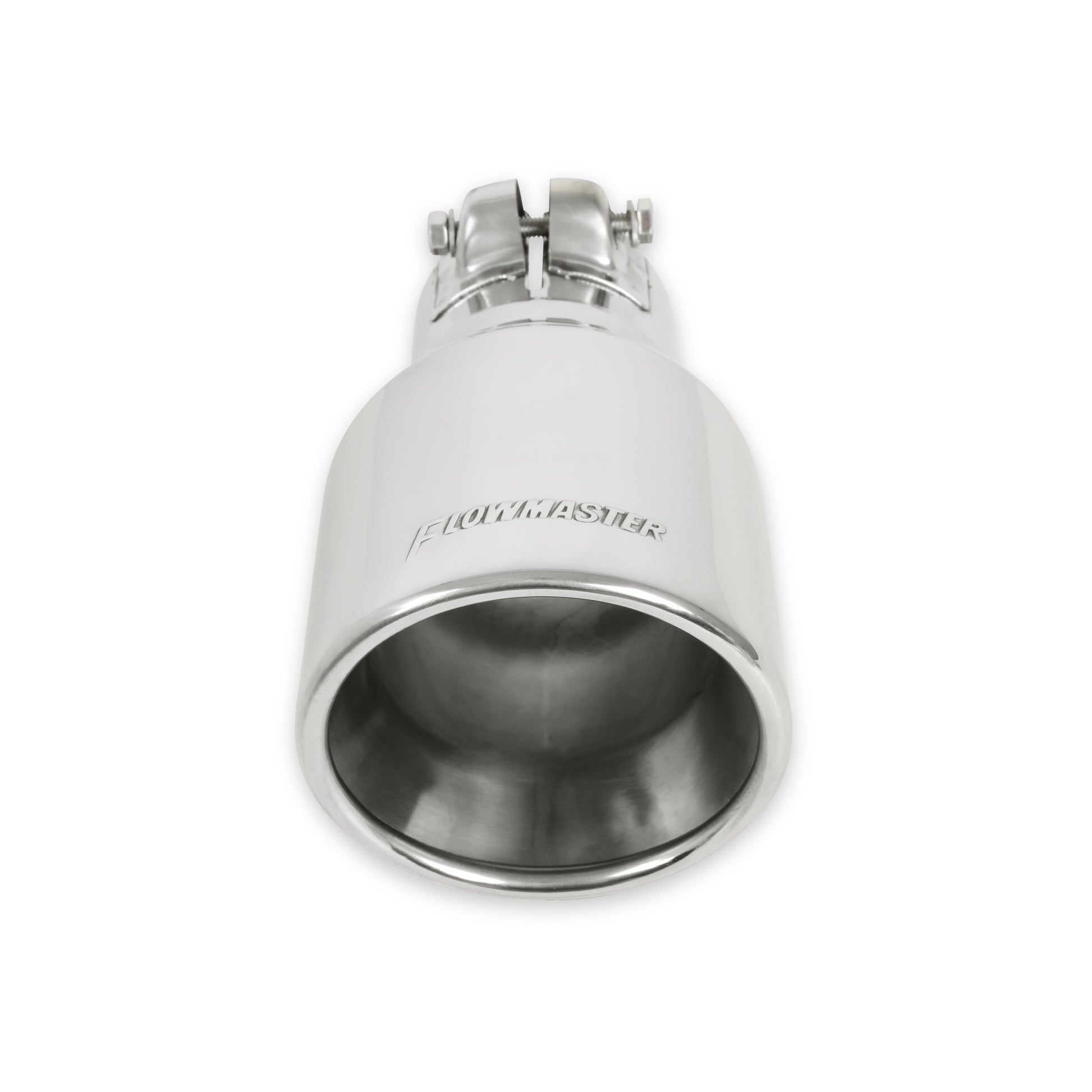 Exhaust Tip - 4.00 in. Rolled Angle Polished SS Fits 2.50 in. Tubing - clamp on by Flowmaster