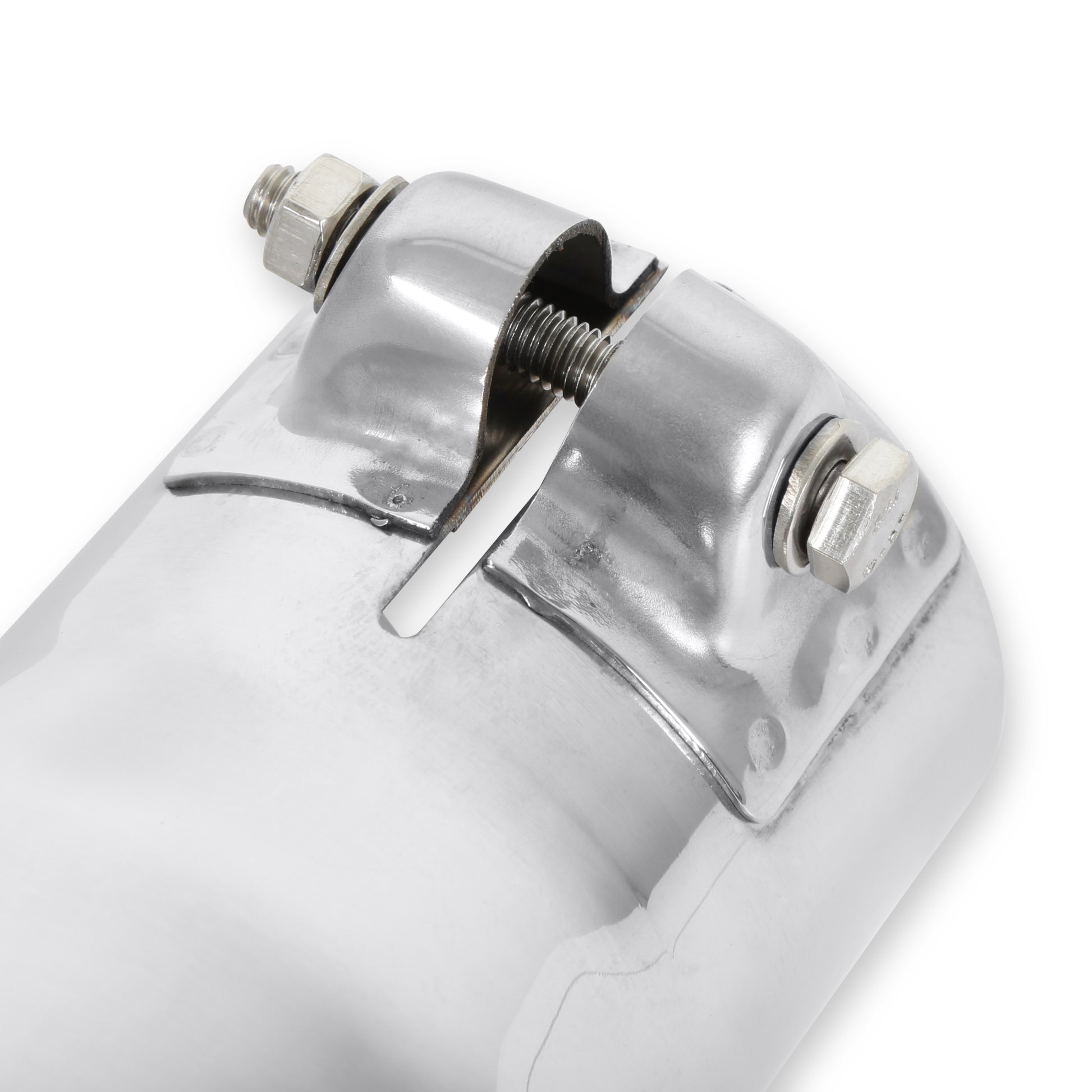 Exhaust Tip - 3.50 in. Rolled Angle Polished SS Fits 3.00 in. Tubing - clamp on by Flowmaster