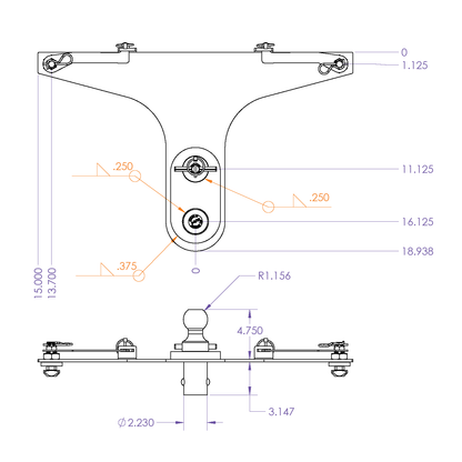 GoosePuck 5" offset ball-puck mount for GM Long Bed 2019 25K Towing by GEN-Y Hitch