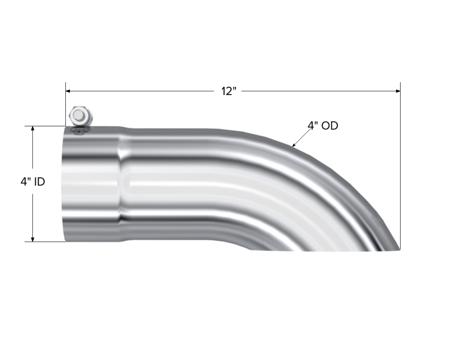 Tip. 4in. O.D. Turn Down 4in. inlet 12in. length. T304 Stainless Steel. by MBRP Exhaust