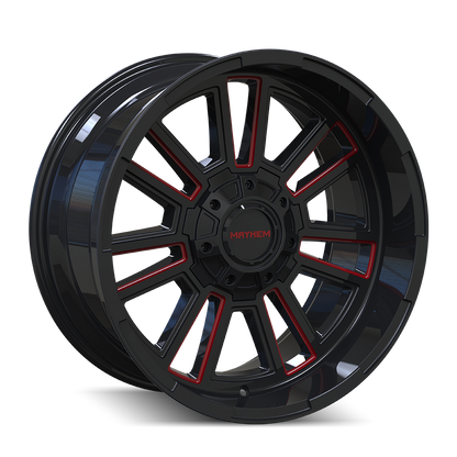 MAYHEM APOLLO 8115 GLOSS BLACK MILLED PRISM RED MILLED 20-9 8-170 0MM 125.2MM by Mayhem