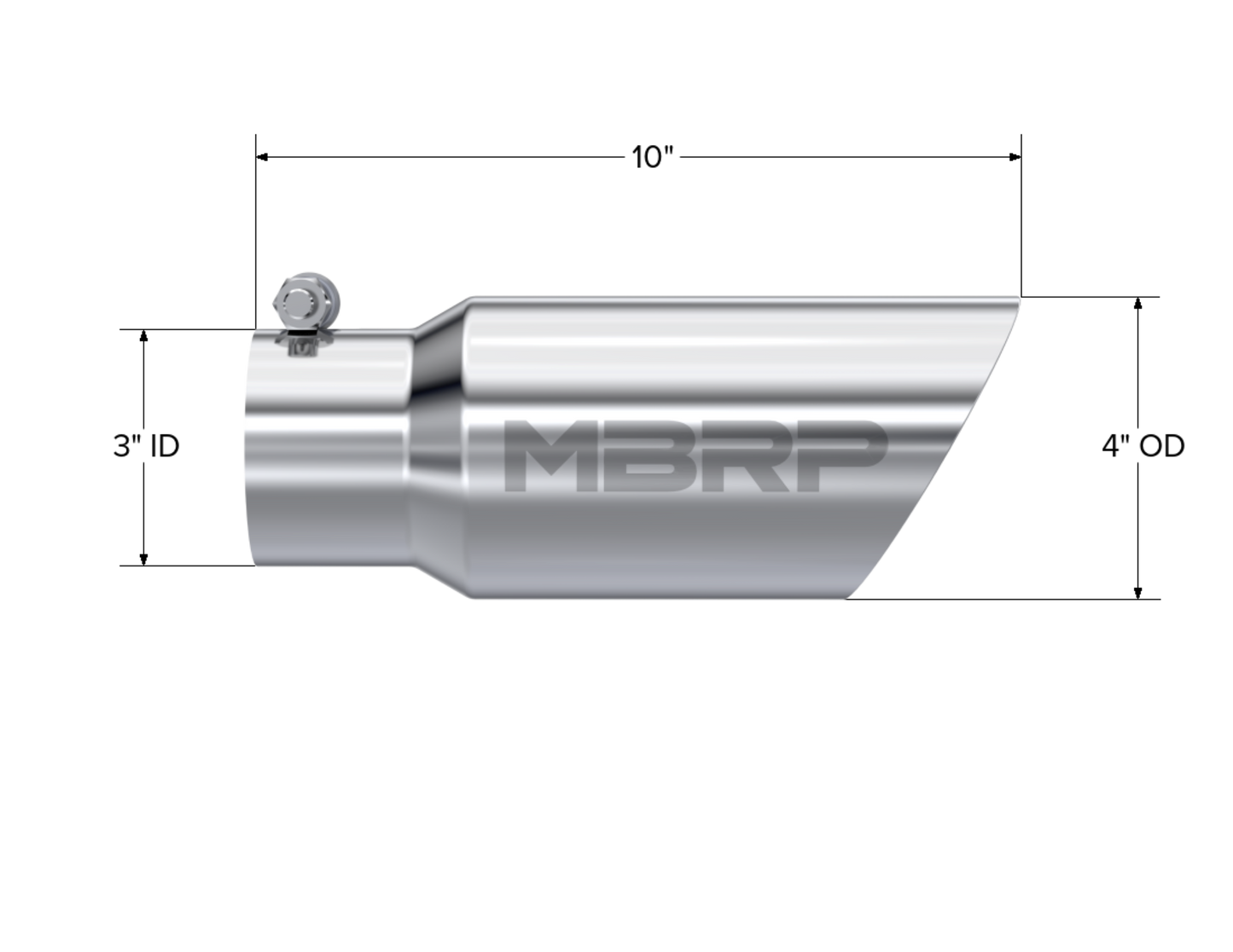 Tip. 4in. O.D.. Dual Wall Angled. 3in. inlet. 10in. length. T304. by MBRP Exhaust
