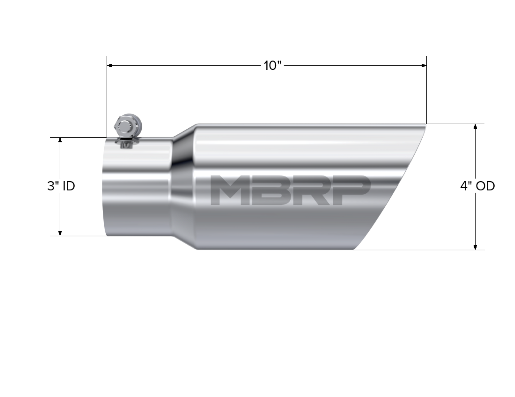 Tip. 4in. O.D.. Dual Wall Angled. 3in. inlet. 10in. length. T304. by MBRP Exhaust