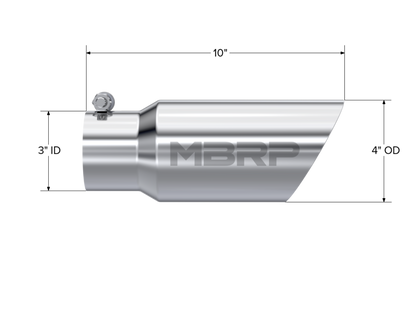 Tip. 4in. O.D.. Dual Wall Angled. 3in. inlet. 10in. length. T304. by MBRP Exhaust