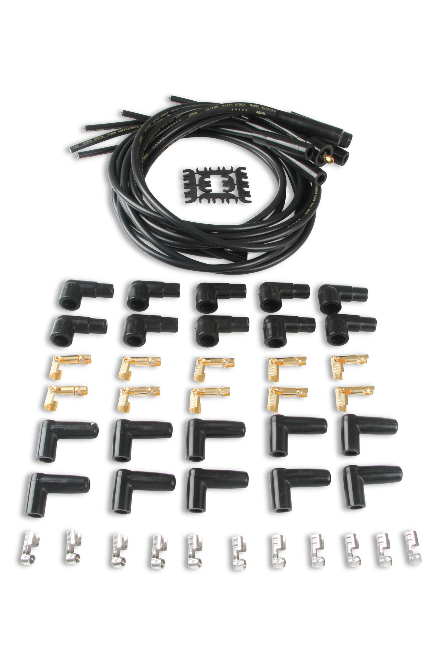 ACCEL 4040K, Spark Plug Wires, Super Stock, Spiral Core, 8mm, Black, Set by ACCEL