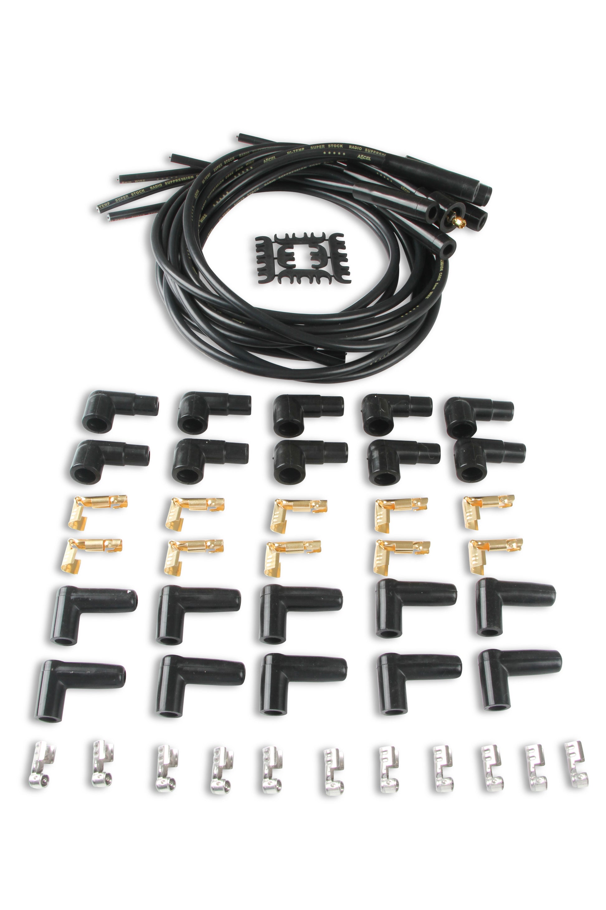 ACCEL 4040K, Spark Plug Wires, Super Stock, Spiral Core, 8mm, Black, Set by ACCEL