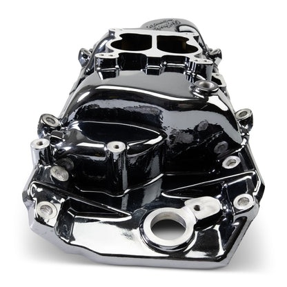 Performer 2-O Manifold for 1965-90 B/B Chevy Oval Port Heads, Black Plasma by Edelbrock