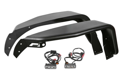 JEEP JL/JT TUBE FENDERS FR STL PWDRCOAT BLK TEXTURE. by Fabtech