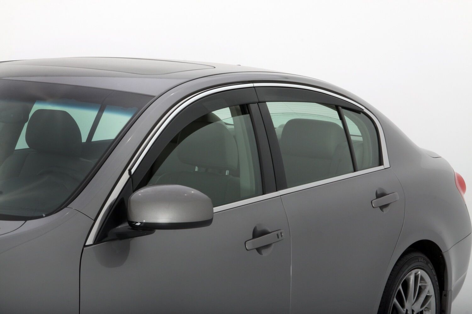 Low Profile Ventvisor Deflector; Smoke with Chrome Trim; Outside Mount; 6 pc. by Husky Liners