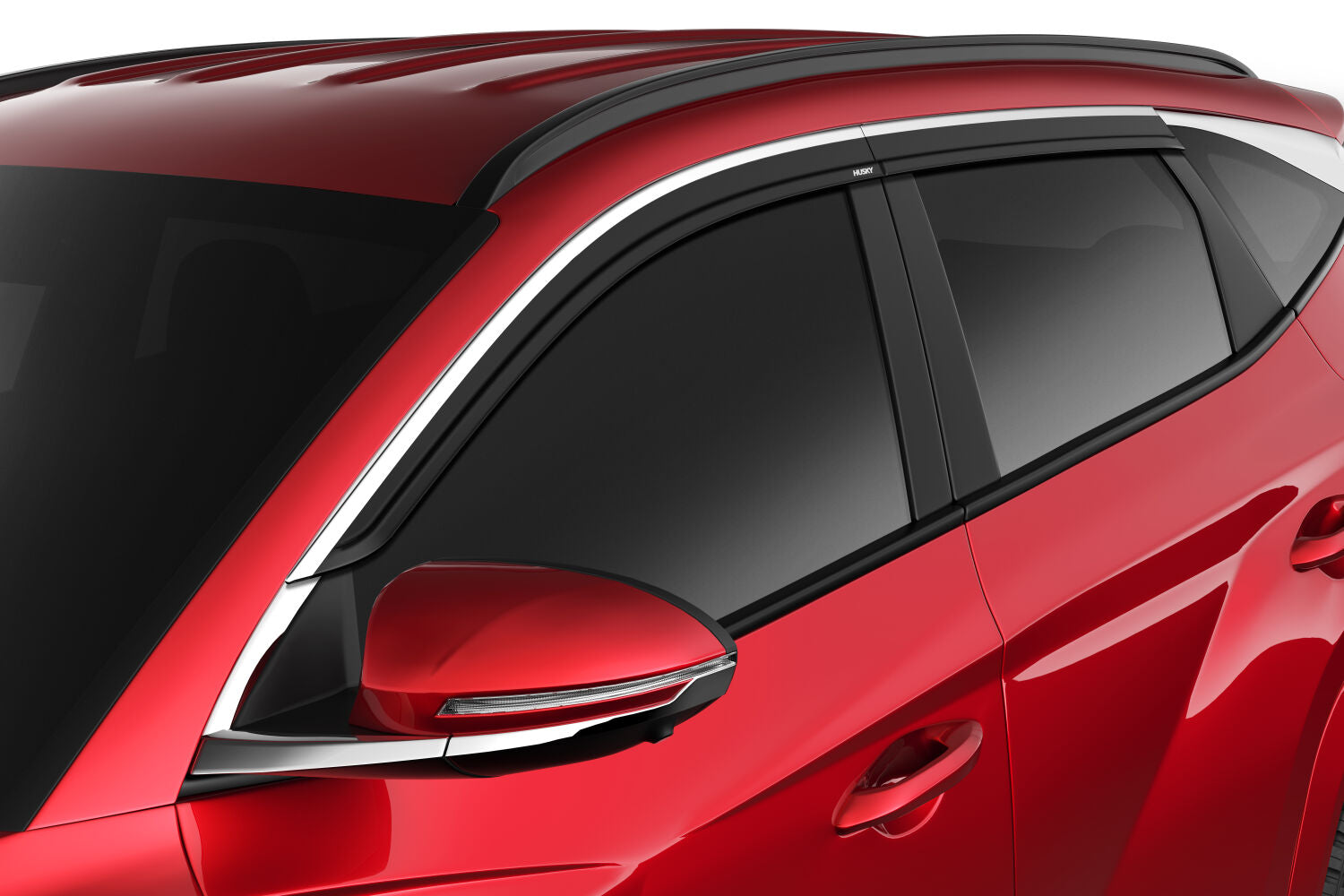 Low Profile Ventvisor Deflector; Smoke with Chrome Trim; Outside Mount; 4 pc. by Husky Liners