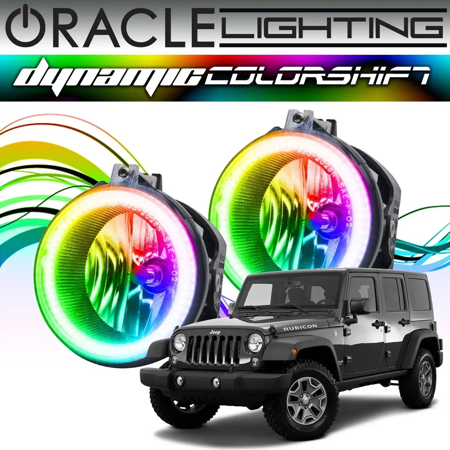 ORACLE Lighting 2007-2017 Jeep Wrangler Dynamic ColorSHIFT Fog Light Halo Kit by ORACLE Lighting