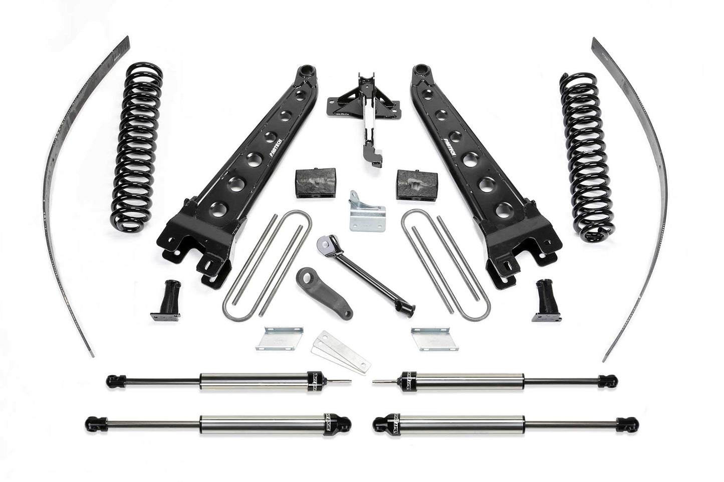 8" RAD ARM SYS W/COILS & DLSS SHKS 2008-16 FORD F250 4WD W/FACTORY OVERLOAD. by Fabtech