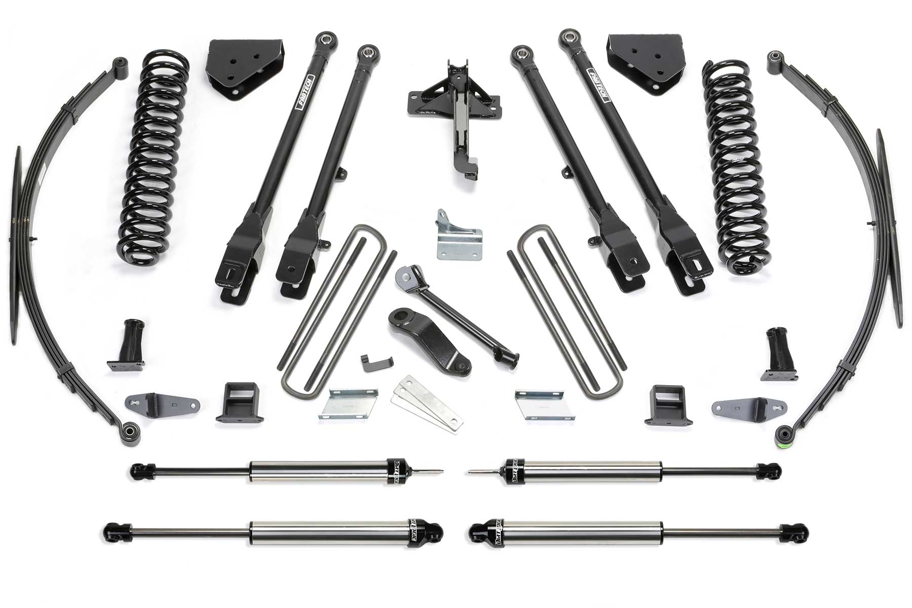 8" 4LINK SYS W/COILS & RR LF SPRNGS & DLSS SHKS 2008-16 FORD F250/350 4WD. by Fabtech