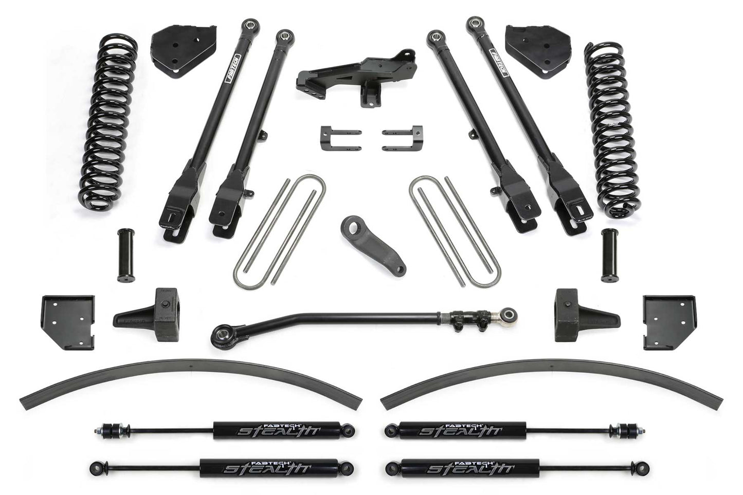8" 4LINK SYS W/COILS & STEALTH SHKS 17-21 FORD F250/F350 4WD DIESEL. by Fabtech