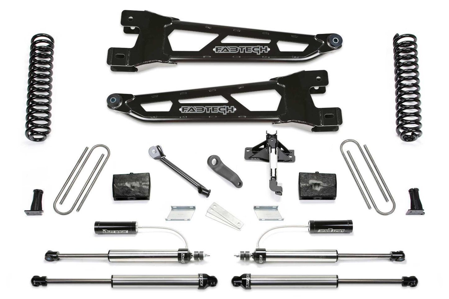 6" RAD ARM SYS W/COILS & 2.25 DL RESI FRT AND DL RR SHKS 17-21 FORD F250/350 4WD by Fabtech