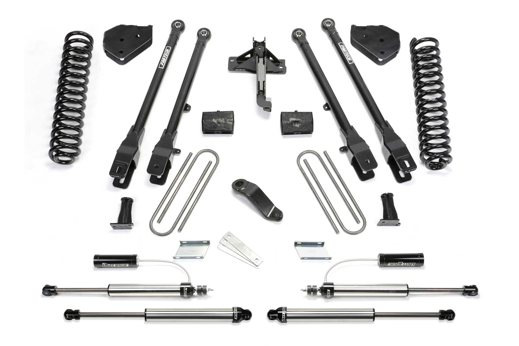6" 4LINK SYS W/COILS & 2.25 DL RESI FRT AND DL RR SHKS 17-21 FORD F250/350 4WD D by Fabtech