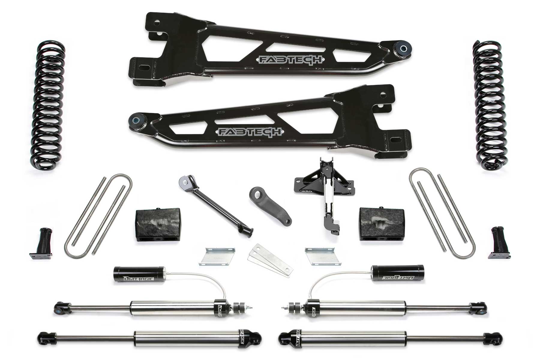 6" RAD ARM SYS W/COILS & 2.25 DL RESI FRT AND DL RR SHKS 17-21 FORD F250/350 4WD by Fabtech