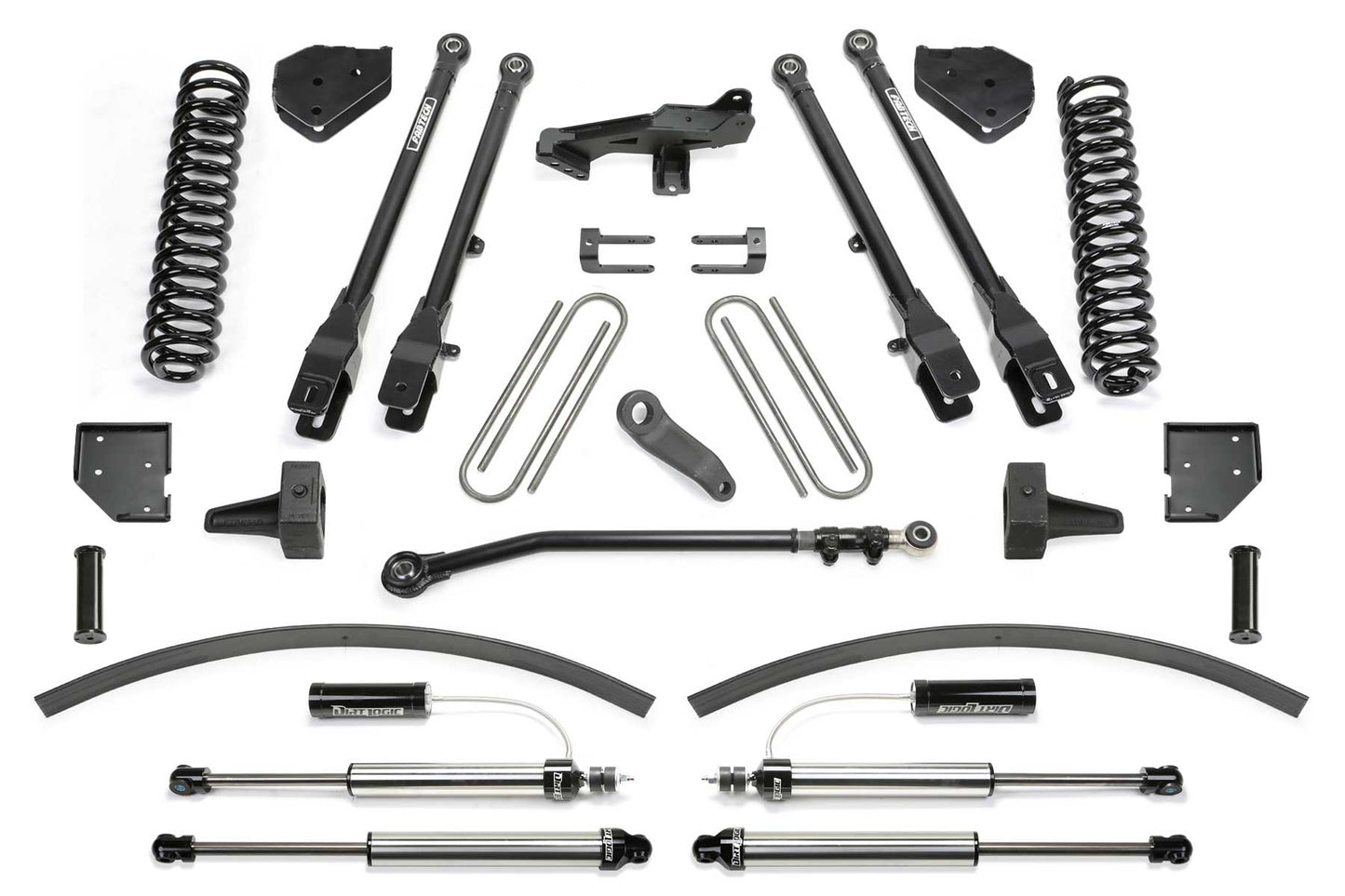 8" 4LINK SYS W/COILS & DL RESI SHKS 17-21 FORD F250/F350 4WD DIESEL. by Fabtech
